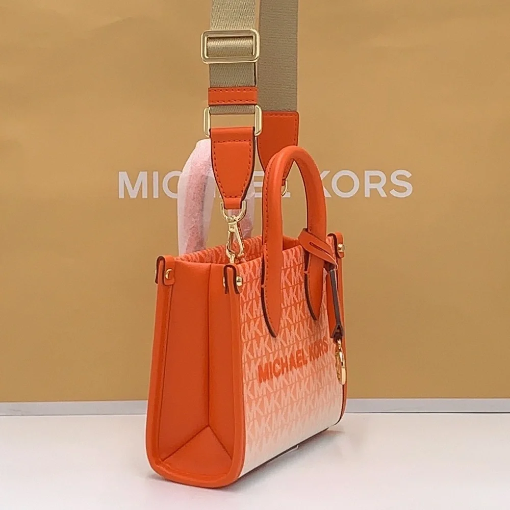 Michael Kors Mirella Extra-Small Ombré Logo Crossbody XBODY ShopperBag Poppy NWT